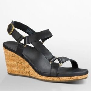 Teva Women's Arrabelle Universal Wedge Sandal Cork Wedge Leather Straps  NWOT